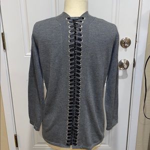 John + Jenn lace up back grey cardigan szS